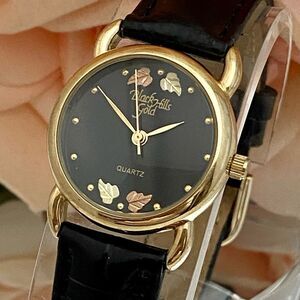 Black Hills Gold Real 12K Gold Leaves on Dial Ladies Watch